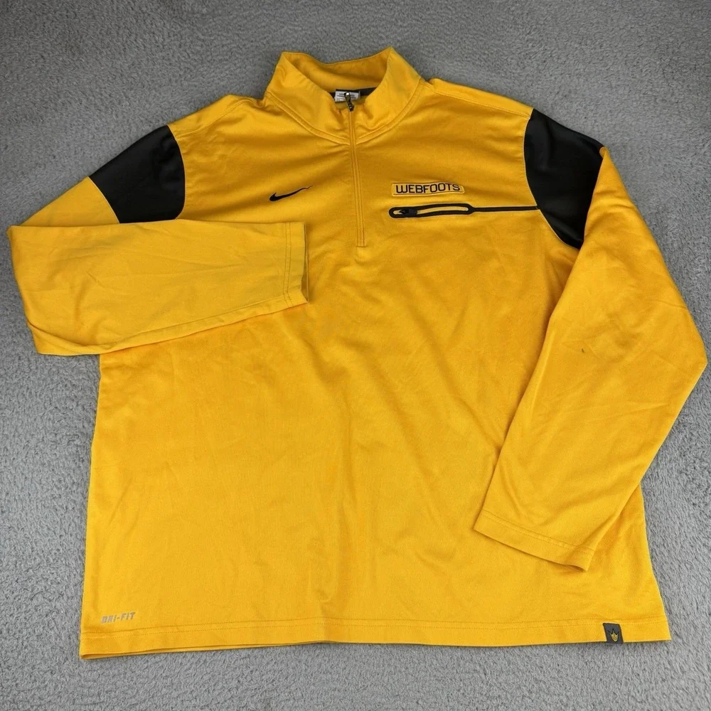 Oregon Webfoots 1/4‎ Zip Jacket Mens 2Xl Yellow Nike Dri Fit Ducks